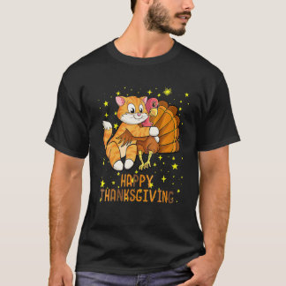 T-shirt Happy Thanksgiving 2021 Cat Turkey For Cat Lovers
