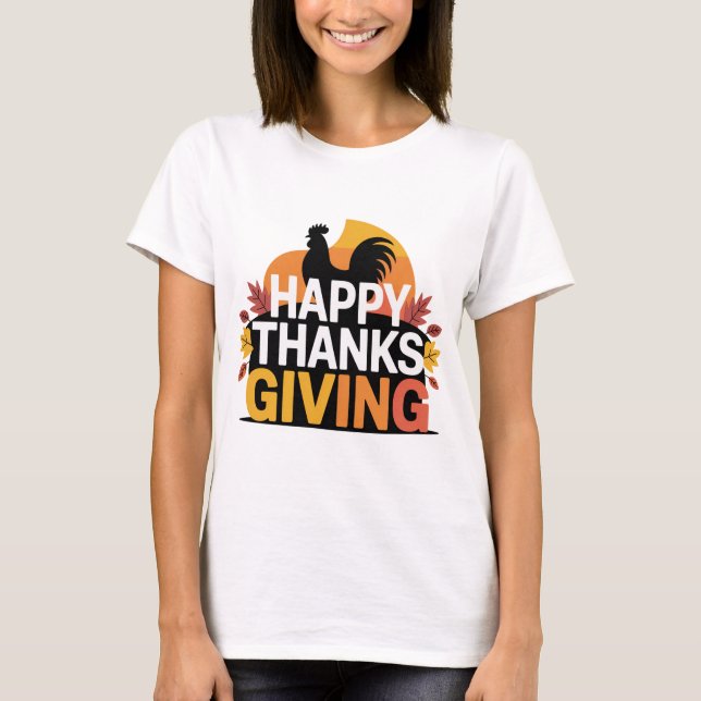 T-shirt Happy Thanksgiving Classic Fall Design (Devant)