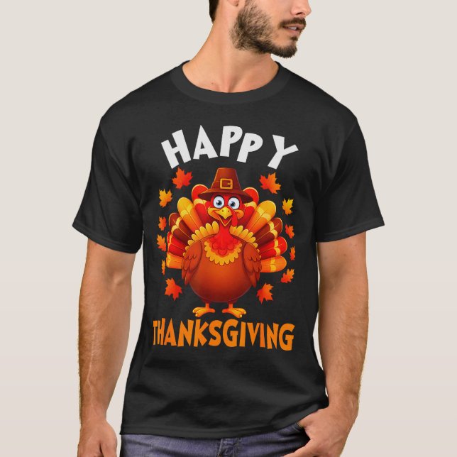 T-shirt Happy Thanksgiving Funny Turkey Family Dinner Than (Devant)