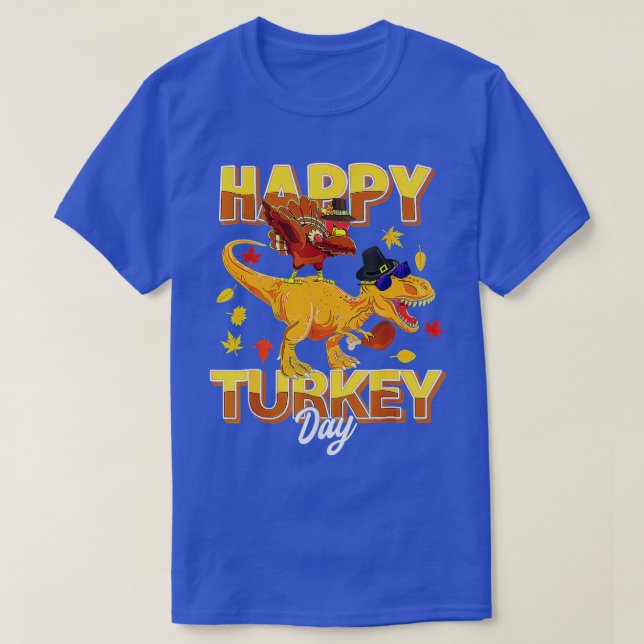 T-shirt Happy Turkey Day Dabbing Turkey Saurus T Rex Thank (Design devant)