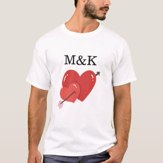 T-shirt Happy valentines cute love hearts monogram 