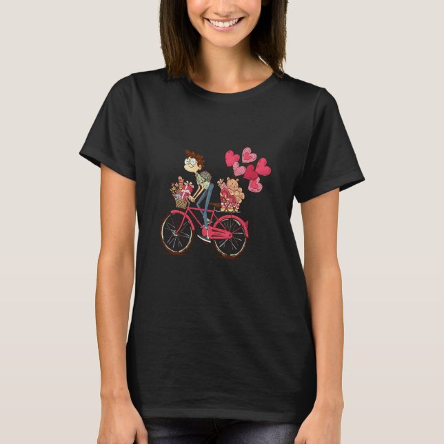 T-shirt Happy Valentines Day Bicycle Lovely Relationship F (Devant)