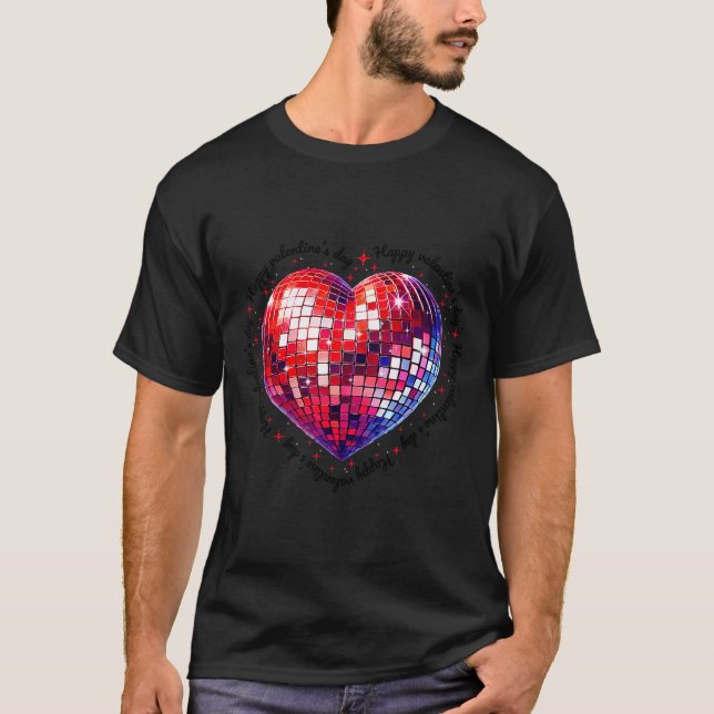 T-shirt Happy Valentine's Day Funny Coquette Red Disco Bal (Devant)