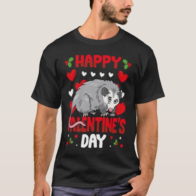 T-shirt Happy Valentines Day Possum Heart Love Animal (Devant)