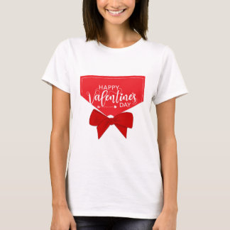 T-shirt Happy Valentine's Day Sticker Elegant Red Bow Deco