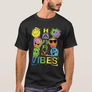 T-shirt Happy Vibes colorées Happy Faces Graphic Novelty G
