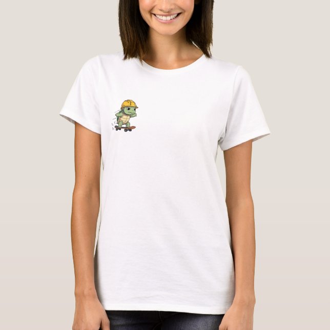 T-shirt Hard Hat Hero Turtle – Cool Cartoon Turtle Riding (Devant)