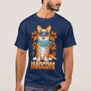T-shirt Hardcorg Corgi Pun Funny Corgi Chien avec lunettes