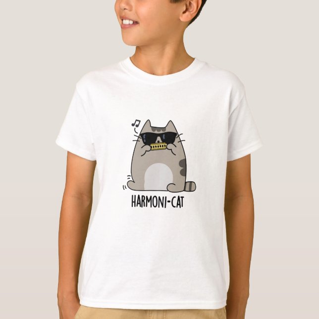 T-shirt Hari-cat Funny Harmonica Cat Pun (Devant)