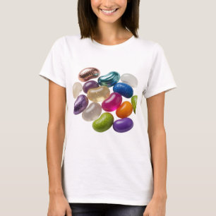 T-SHIRT HARICOTS JELLY COLORÉS ARGENT SUR FOND NOIR
