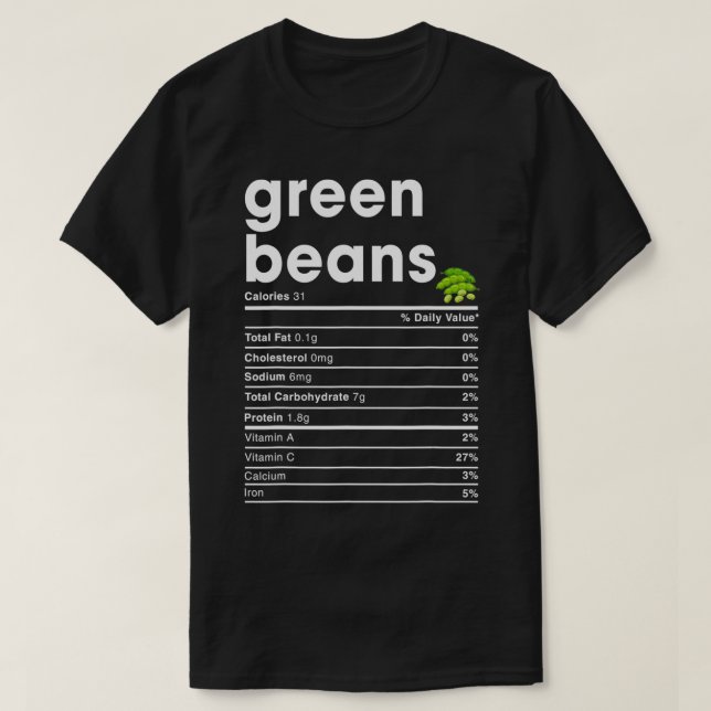 T-shirt Haricots verts Valeur nutritive (Design devant)