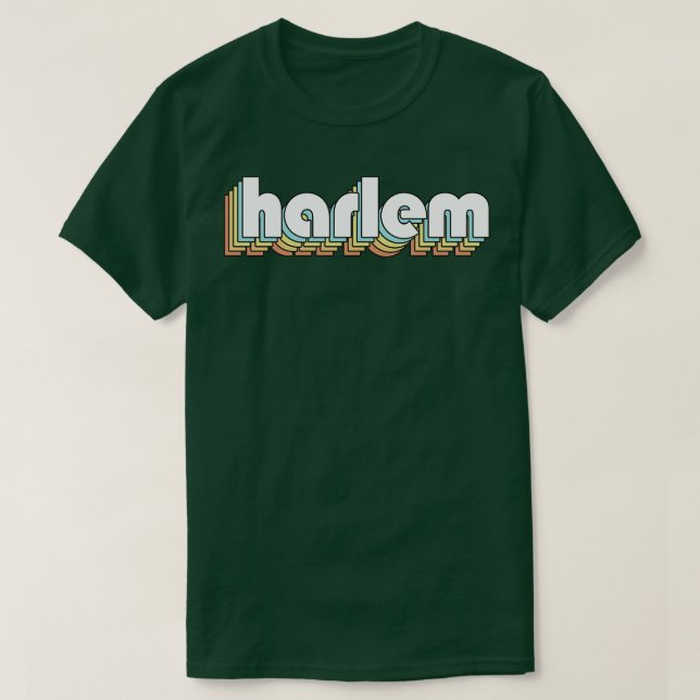 T-shirt Harlem Retro Typographie Arc-en-ciel style défraîc (Design devant)