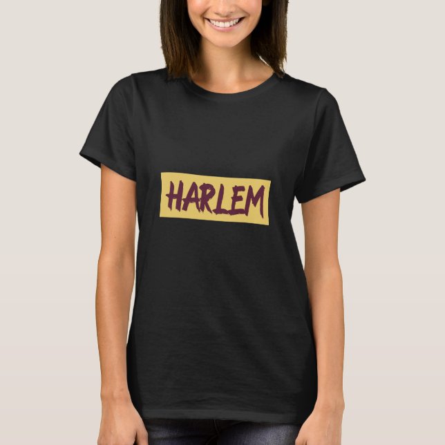 T-shirt Harlem Text Base Design sur Arrière - plan jaune (Devant)