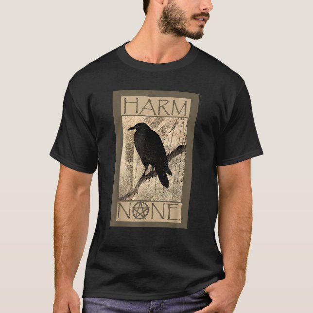 T-shirt Harm None Wiccan  Black Unisex Short Sleeve Modern (Devant)