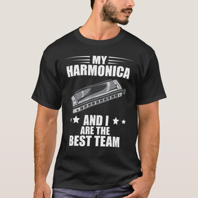T-shirt Harmonica Best Team French Harp Player Musician Bl (Devant)