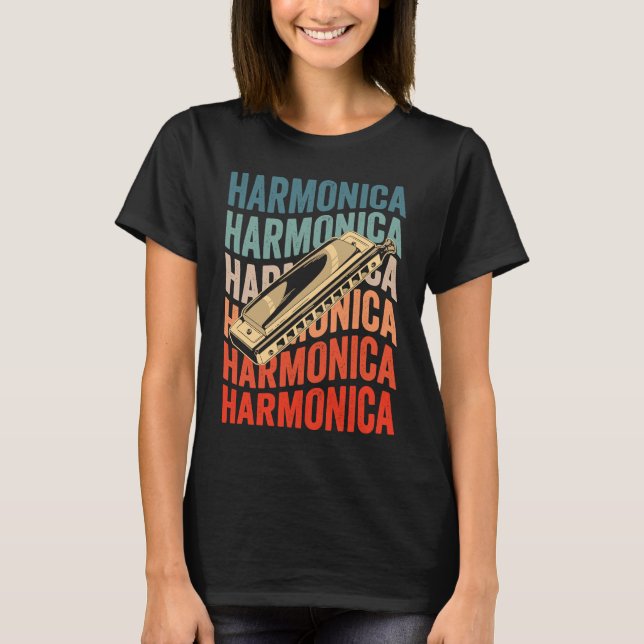 T-shirt Harmonica Retro Harmonicist Harp Player (Devant)