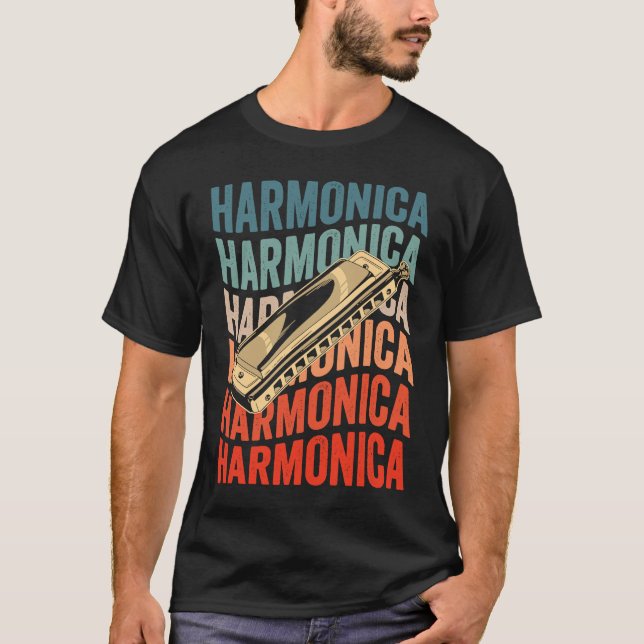 T-shirt Harmonica Retro Harmonicist Harp Player (Devant)