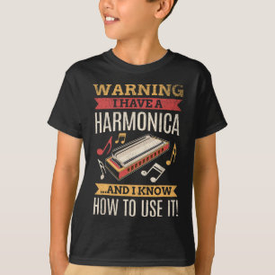 T-shirt Harmonica Vintage Retro Funny Harmonica Player Gif