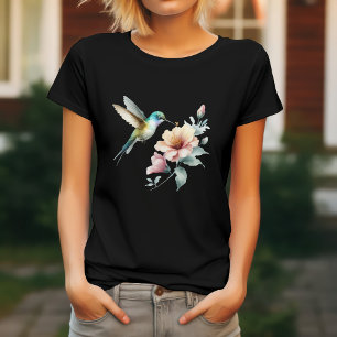T-shirt Harmonie de colibris avec hibiscus élégant