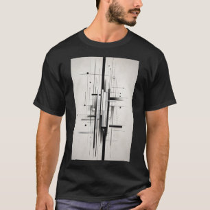 T-shirt Harmonie Linéaire Art de Ligne Abstrait Minimali