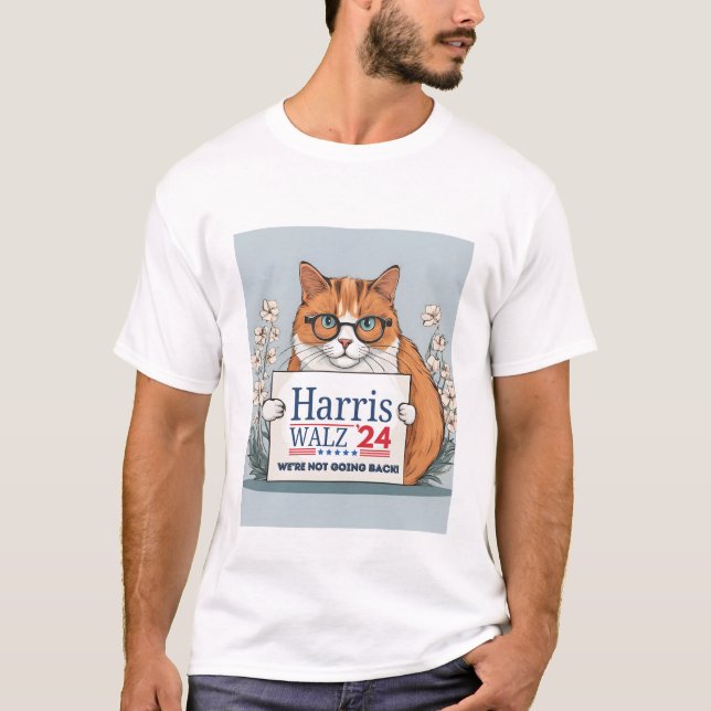 T-shirt Harris Walz 2024 Kamala cat (Devant)