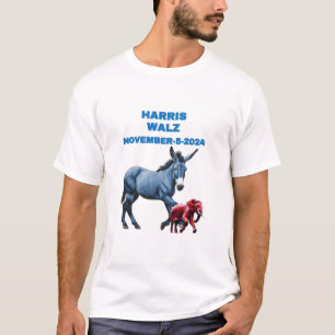 T-shirt Harris/Walz, vote bleu2 âne, éléphant, élections