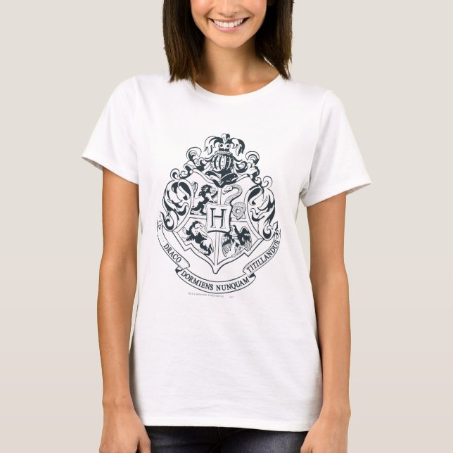 T-shirt Harry Potter | Cimier de Poudlard - noir et blanc (Devant)