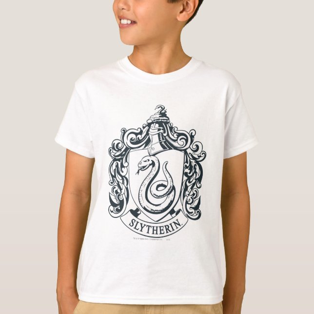 T-shirt Harry Potter | Slytherin Crest - noir et blanc (Devant)