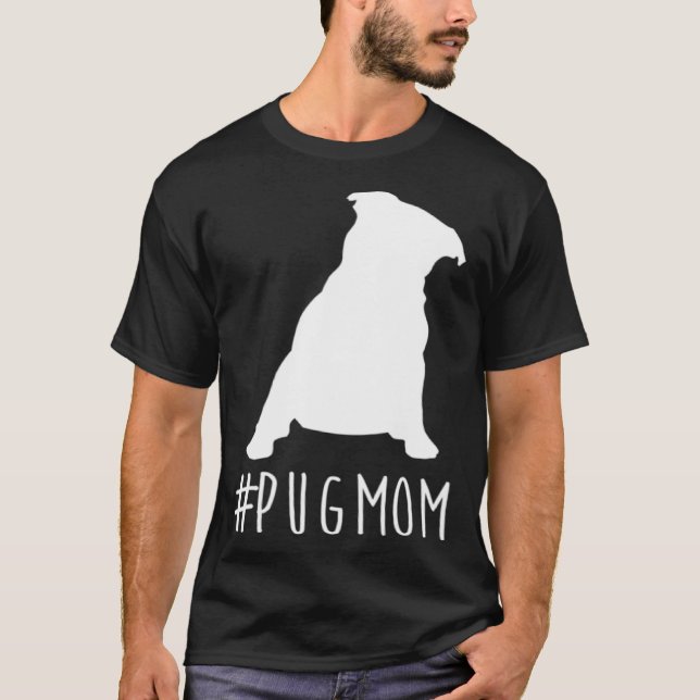 T-shirt Hashtag Pug Dad  pugmom (Devant)