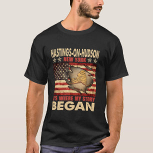 T-shirt Hastings sur Hudson New York USA Drapeau 4 juillet