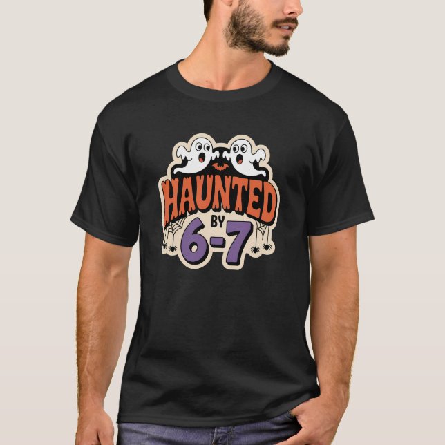 T-shirt Hauné Par 6-7 Drôle Halloween Ghost Éffrayant (Devant)