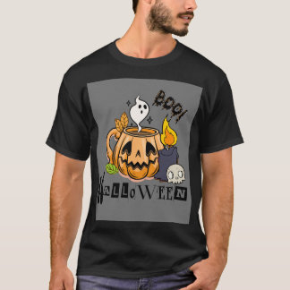 T-shirt Haunted Citrouille Mug avec Ghost-Éffrayant Boo! T