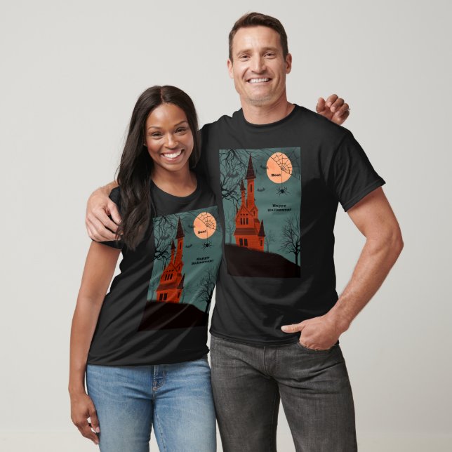 T-shirt Haunted House Custom Text Éffrayant Wicked Fun (Unisexe)
