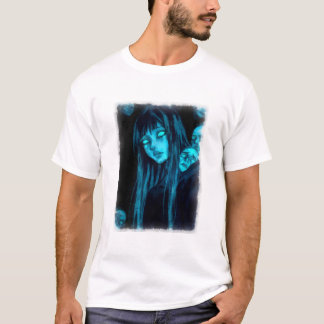 T-shirt Haunting Blue Gaze Ethereal Woman avec Ghosts