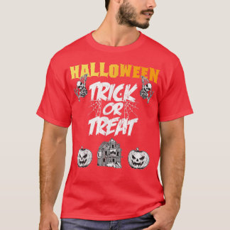 T-shirt Haunween Trick ou Treat Citrouilles & Skel