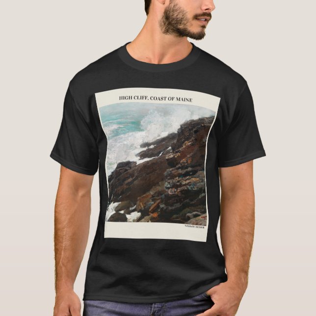 T-shirt Haute Côte Cliff Du Maine Par Winslow Homer Abstra (Devant)