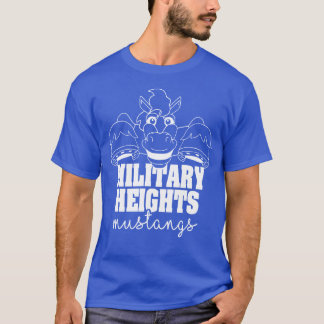 T-shirt Hauteurs militaires Mustangs blanc sur bleu