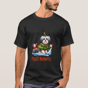 T-shirt Havanais Joyeux arbre de Noël éclaire chien X Mas
