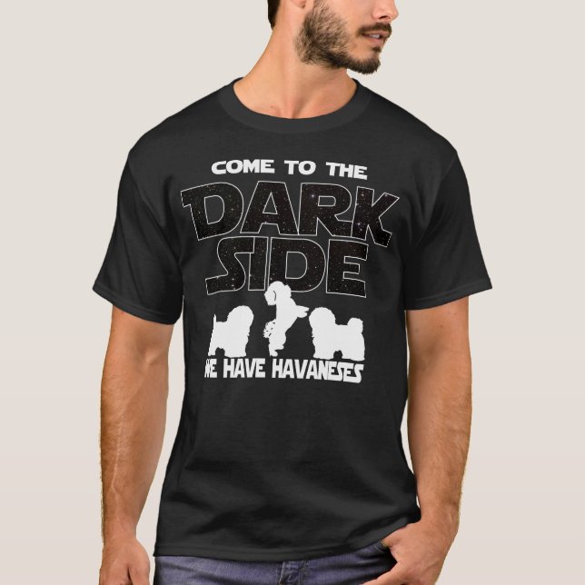 T-shirt Havanese viennent au côté en noir (Devant)