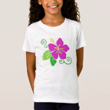 T-shirt hawaïen de fleur de ketmie de filles