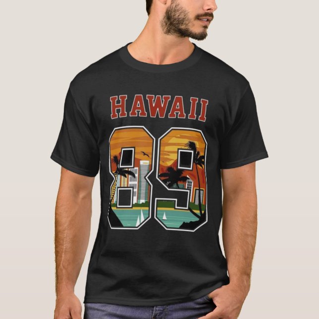 T-shirt Hawaii 89 Retro Sunset (Devant)