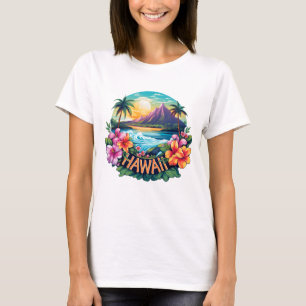 T-shirt Hawaii Aloha Tropical Beach Mountains