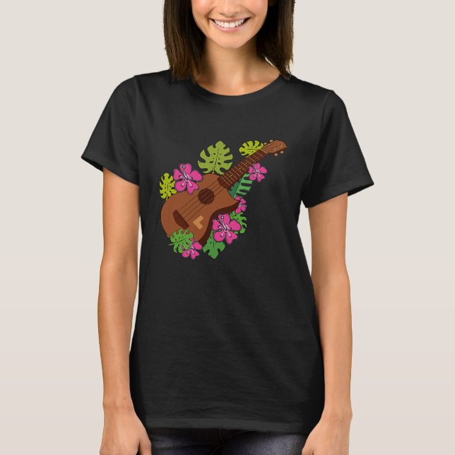 T-shirt Hawaii Floral Ukulele Player (Devant)