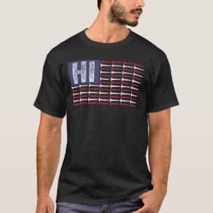 T-shirt Hawaii Home State Hi American Flag Patriotique Gol