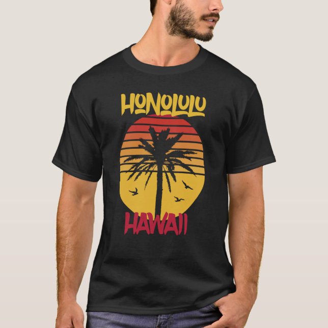 T-shirt Hawaii Honolulu Palmiers Ocean Surf (Devant)