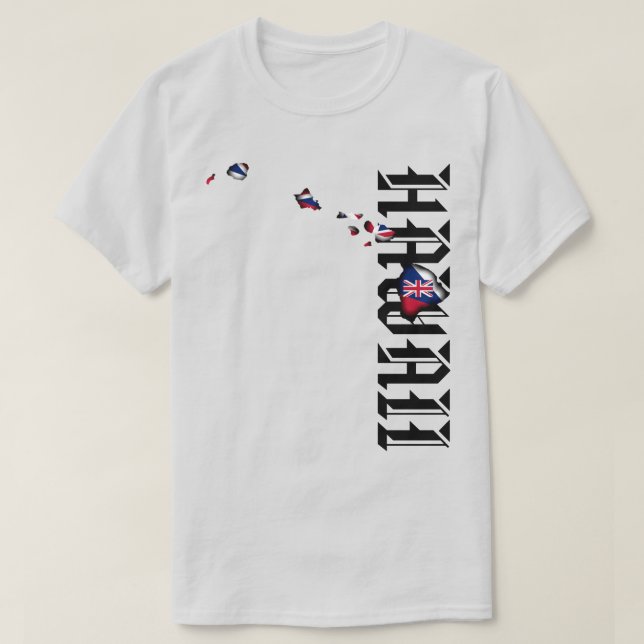 T-shirt HAWAII ÎLES HI Drapeau NOIR (Design devant)