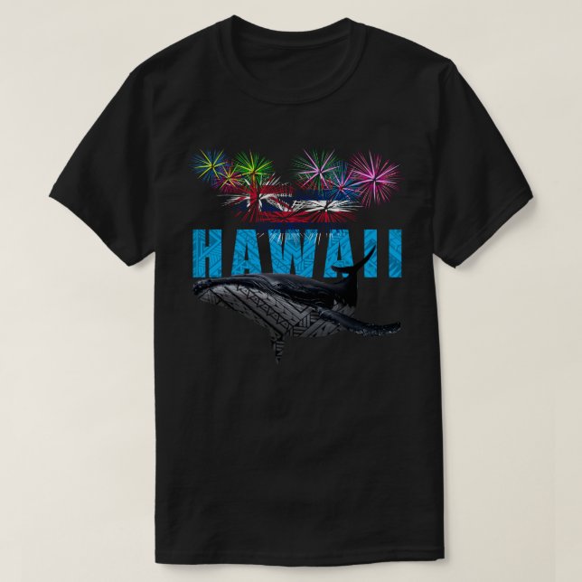 T-SHIRT HAWAII NYE TRIBAL POLYNÉSIEN HUMPBACK FEU (Design devant)