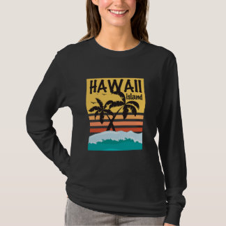 T-shirt Hawaii Palm Tree Tropical Beach Island Surf Pictur