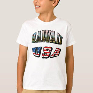 T-shirt Hawaii Picture et USA Flag Text