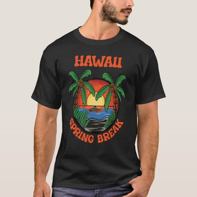 T-shirt Hawaii Spring Break School Vacances Beach Trip Col (Devant)